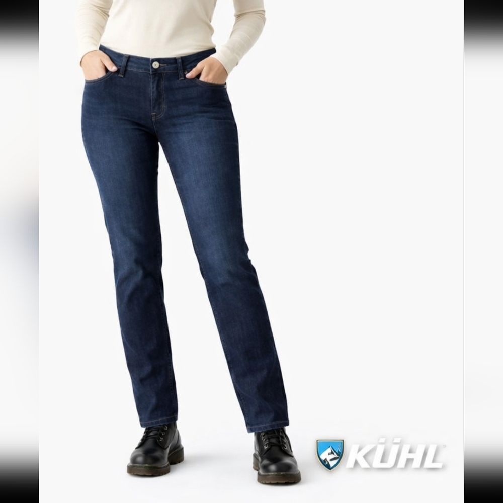 KÜHL Women’s Indigo Denim Jeans Size 10 Regular Dark Wash Straight Outdoor Pants